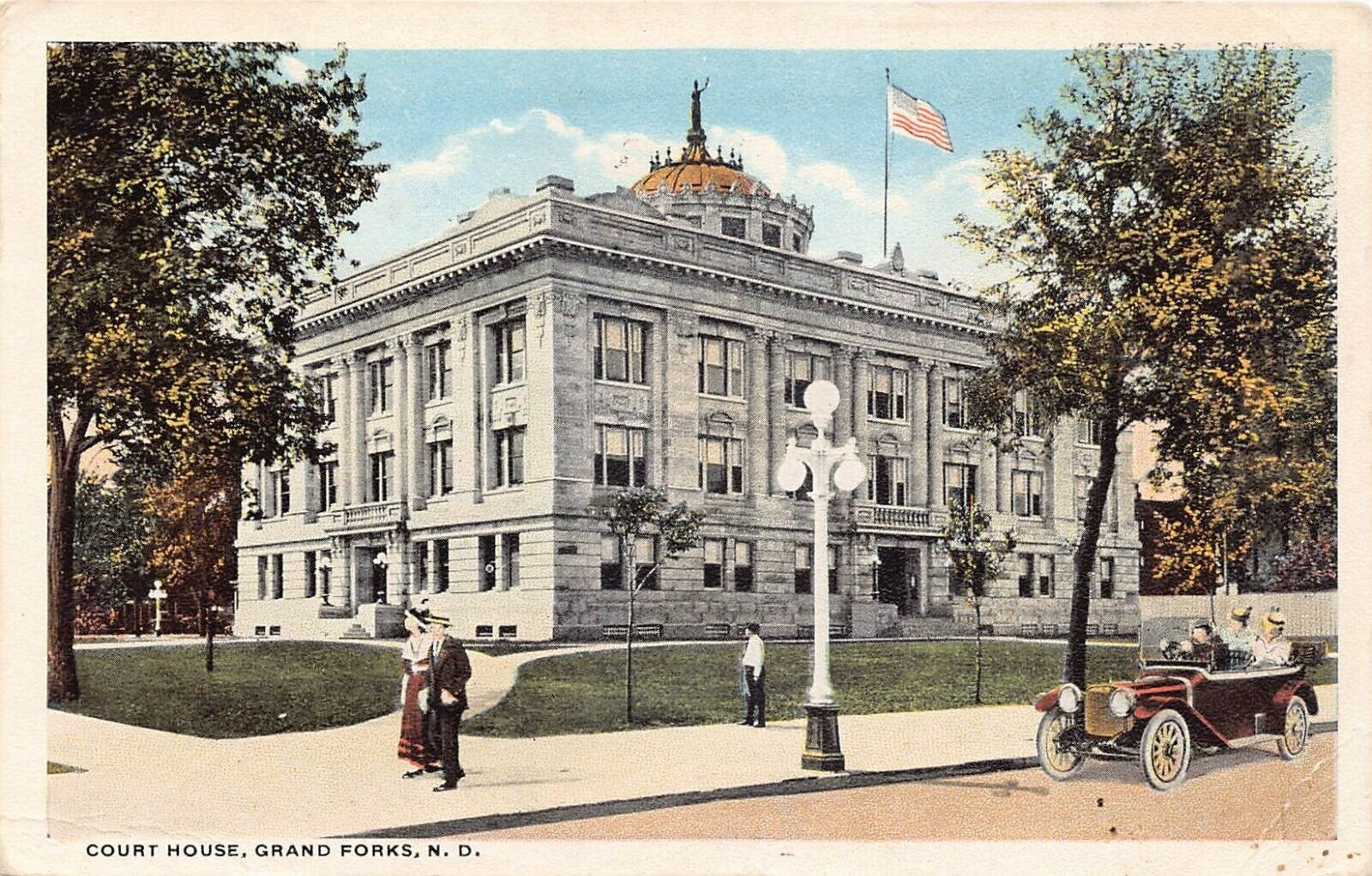 Grand Forks County Court House ND North Dakota Downtown c1918 Vtg Postcard V6