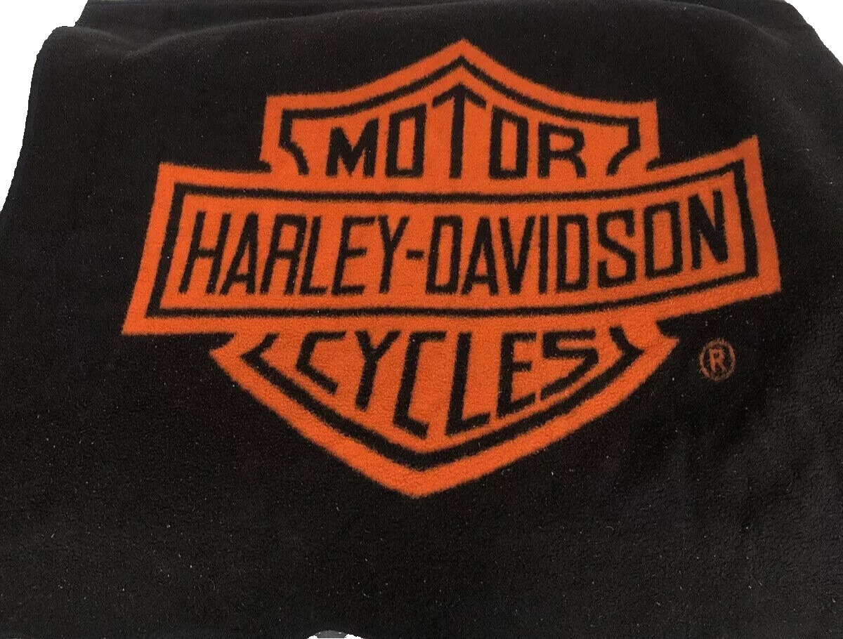 Biederlack Harley Davidson Blanket Throw  Blanket, Orange /Black USA Vintage