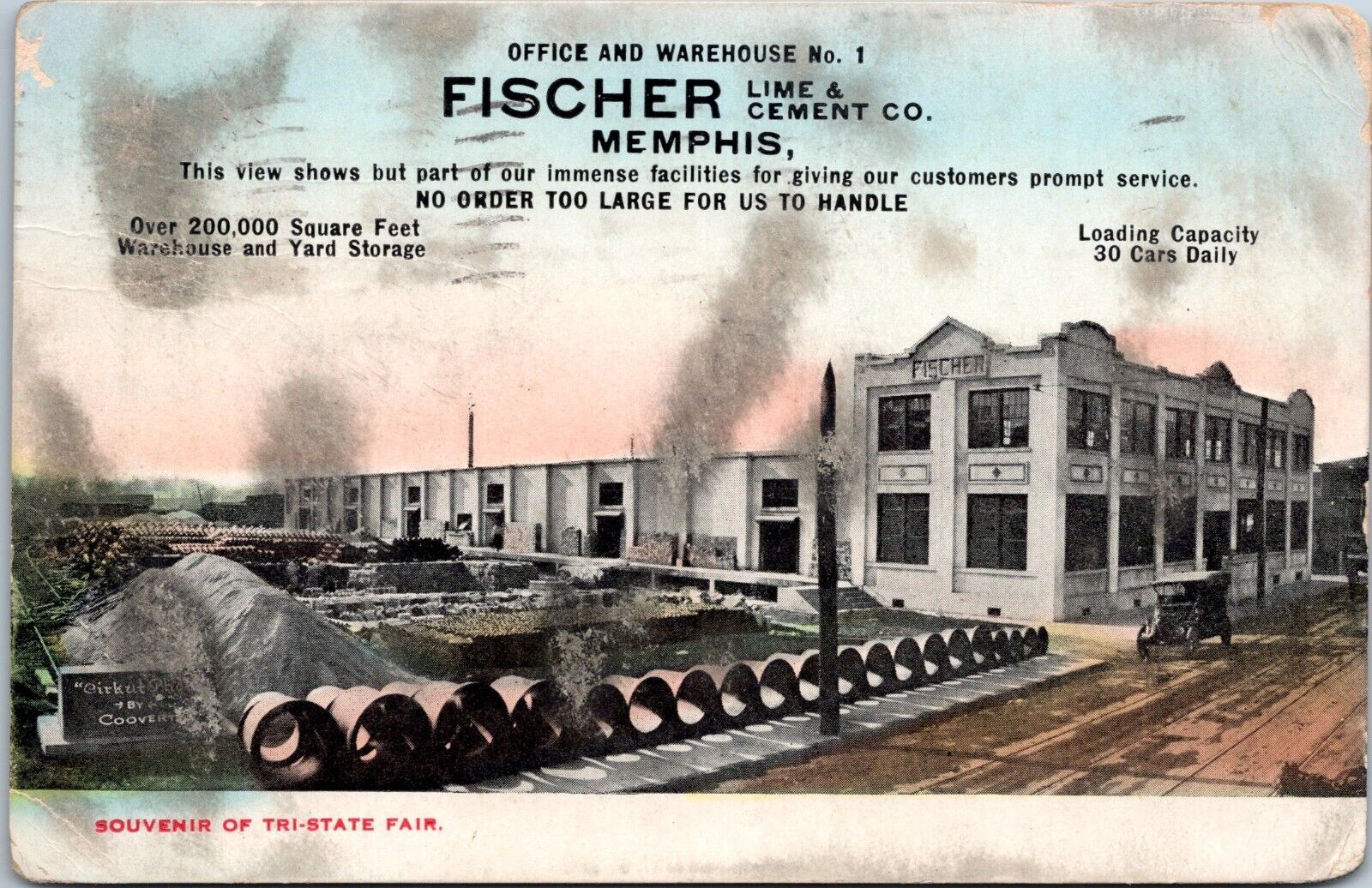 1911 Advertising Postcard- Fischer Lime and Cement, Memphis Tennessee