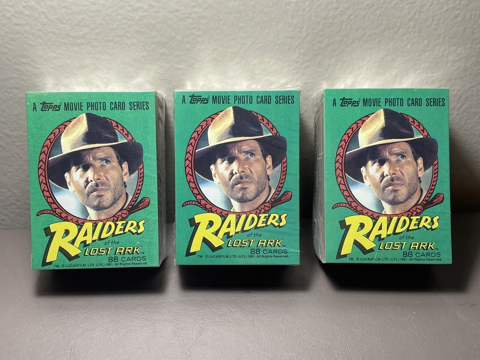 3x Lot 1981 Topps RAIDERS OF THE LOST ARK TRADING CARD SET 88 Sealed