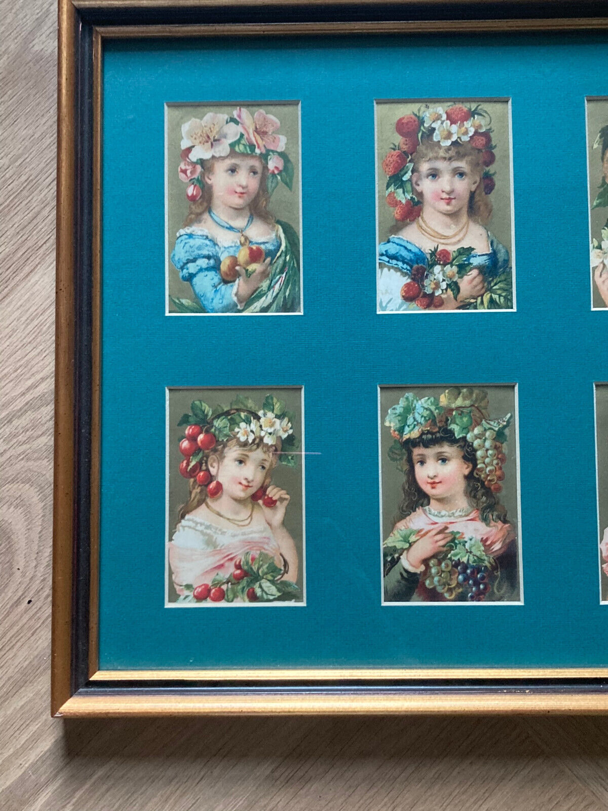 1890's Series  of 6 Framed Chromos Advertising Eau des Carmes Wonderful Colors