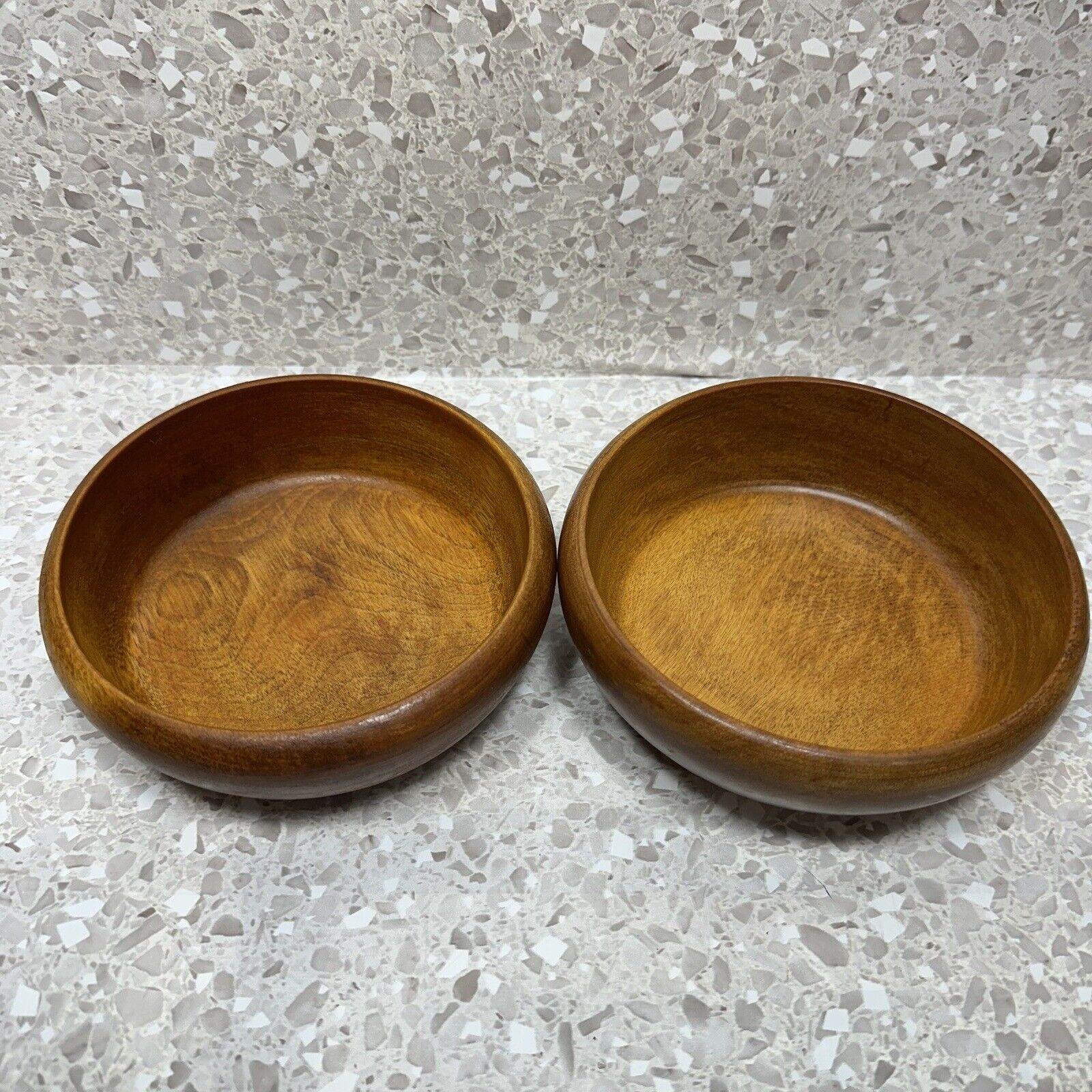 Vintage Wooden Bowls Rustic Farmhouse Set of 2 Snack Candy Appetizer Round