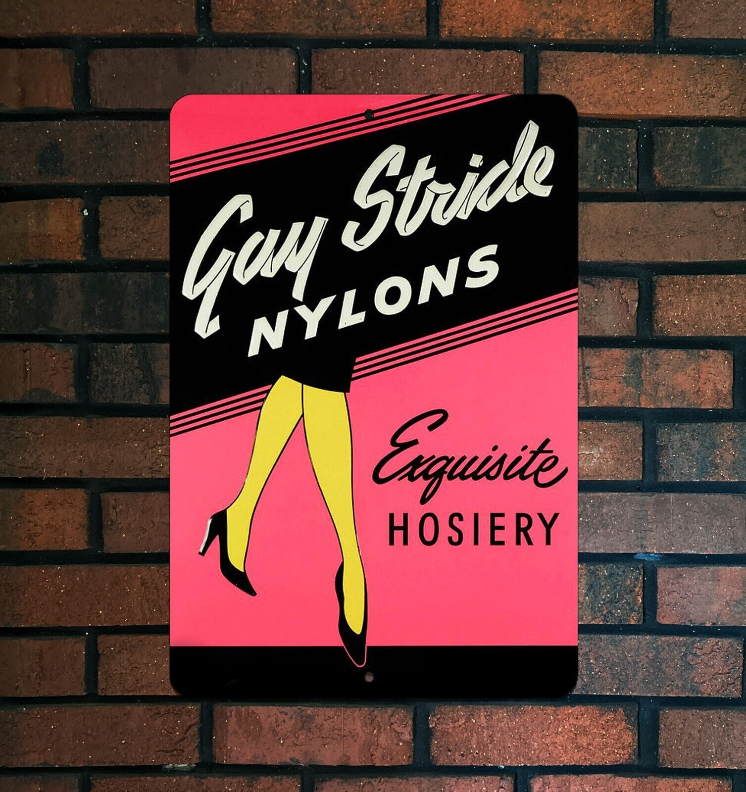 Retro Gay Stride Nylons HIGH QUALITY METAL sign.