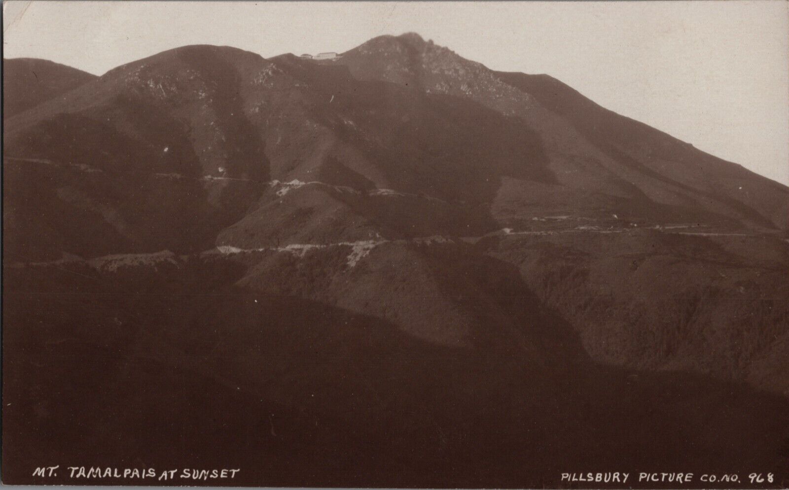 RPPC Sunset Mt. Tamalpais at Sunset Marin County, CA Pillsbury Postcard Scarce