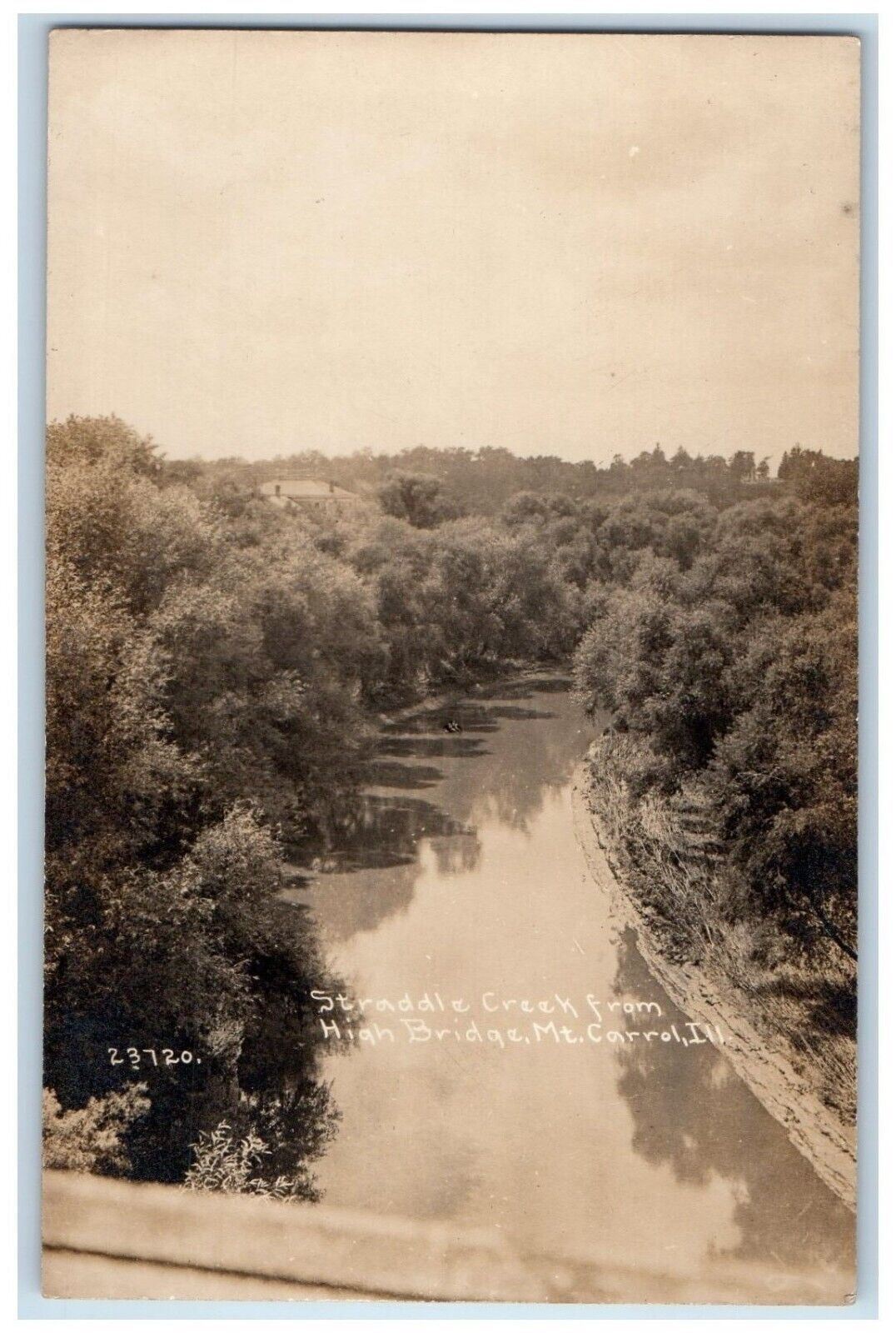 c1910\'s Straddle Creek From High Bridge Mt. Carroll IL RPPC Photo Postcard