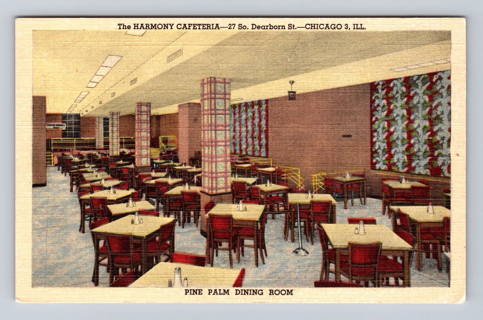Chicago IL-Illinois, The Harmony Cafeteria, Dining Room, Vintage Postcard