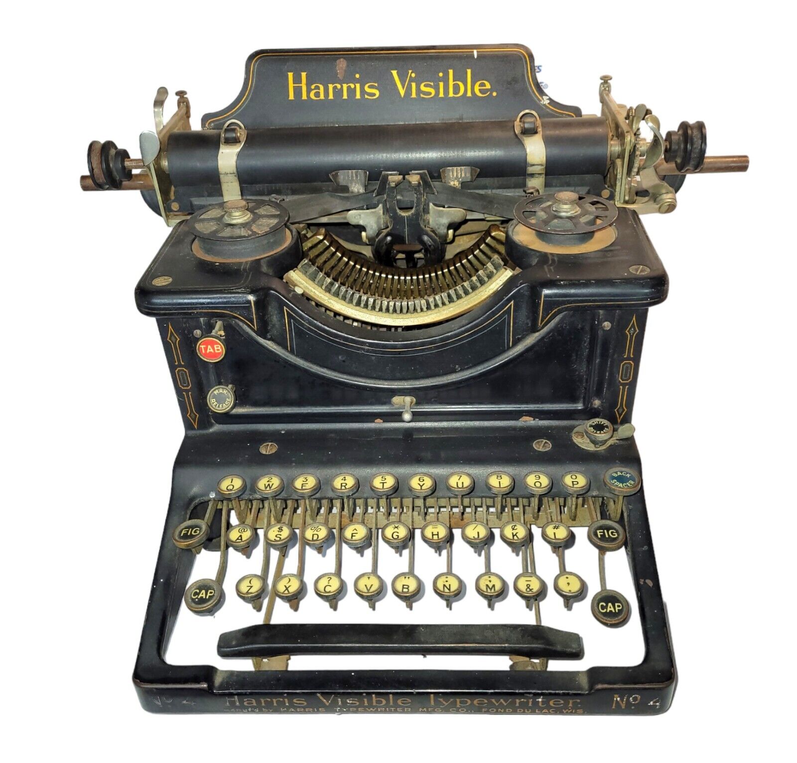 1912 Antique Harris Visible No. 4 Typewriter, RARE