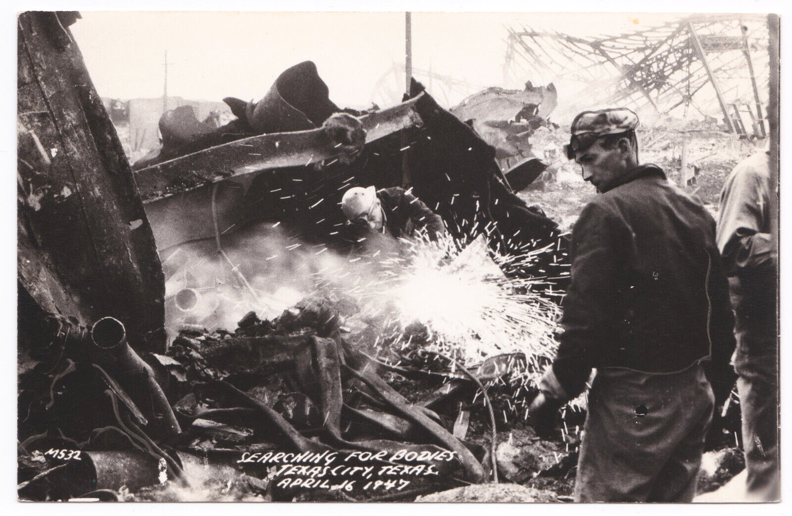 Texas City Port Galveston Bay Oil Explosion April 16 1947 Search For Bodies RPPC
