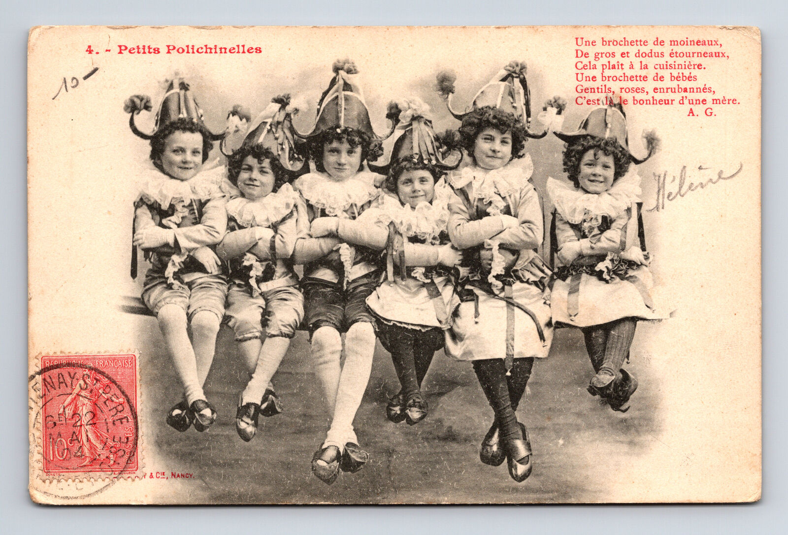 French Albert Bergeret Petits Polichinelles Girls Ribbons PHOTOTYPIE Postcard