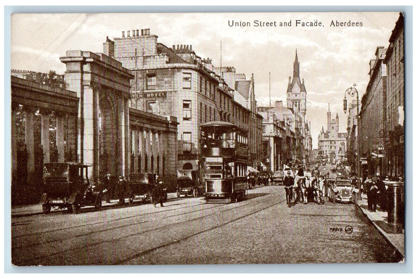 Aberdeen Scotland Postcard Union Street and Facade c1910 Antique Unposted