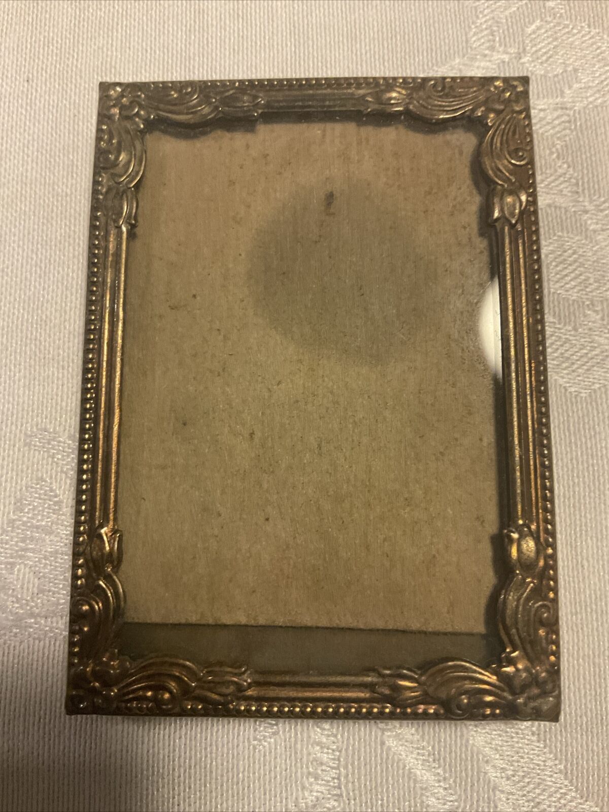 Antique Victorian Ornate  Miniature Picture Photo Frame Glass Front
