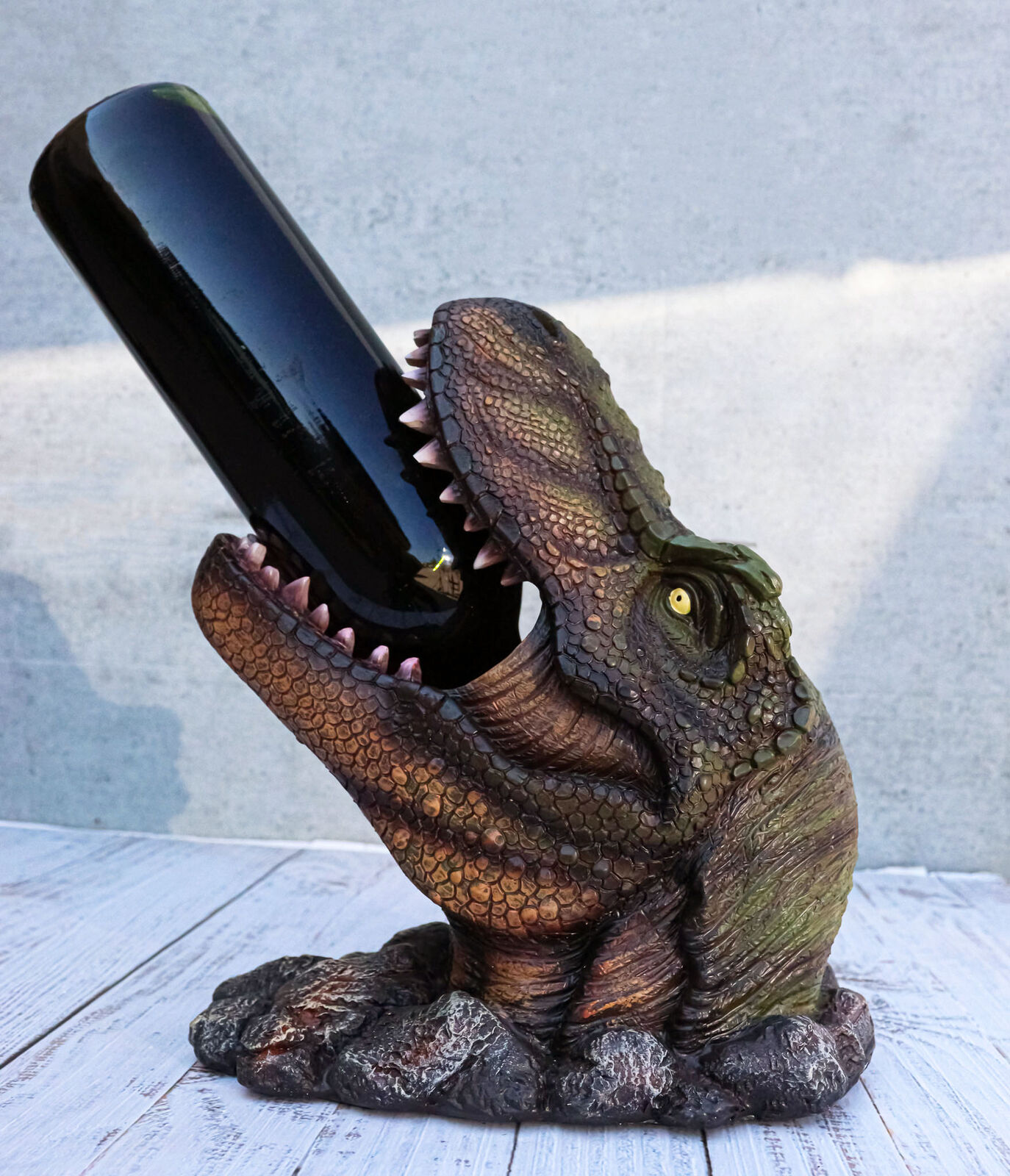 Ebros Large Prehistoric Dinosaur T-Rex Head Wine Bottle Holder 10.75\