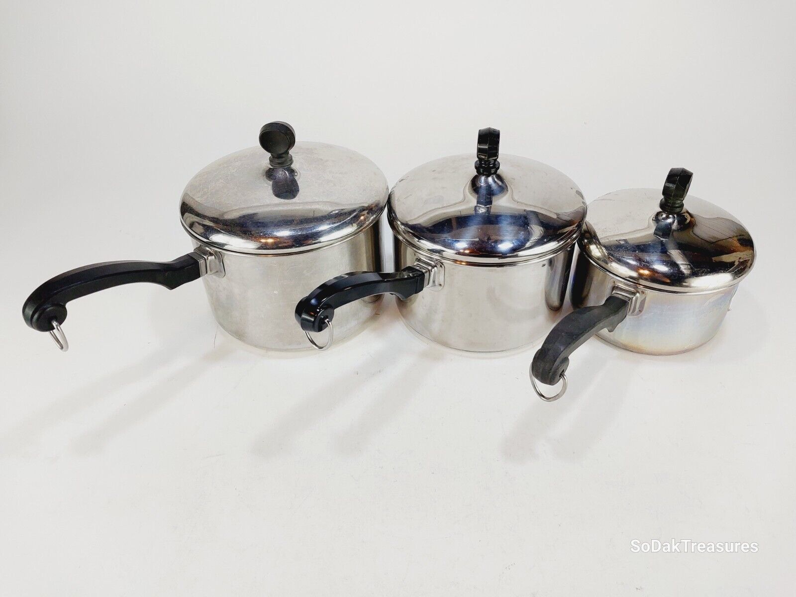 Vintage FarberWare Lot Set Stainless Steel Cookware Pots 2.5 qt 2 qt 1 qt