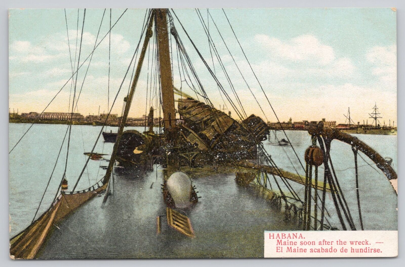 Postcard Ship Wreck Of the Maine Habana Havana Cuba ca.1908