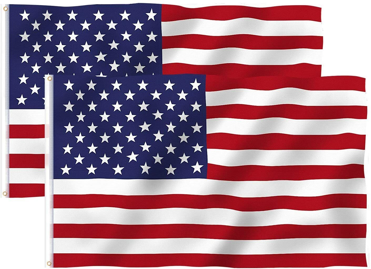 2 Pcs 5x3 Ft American US Flag - UV Fade Resistant