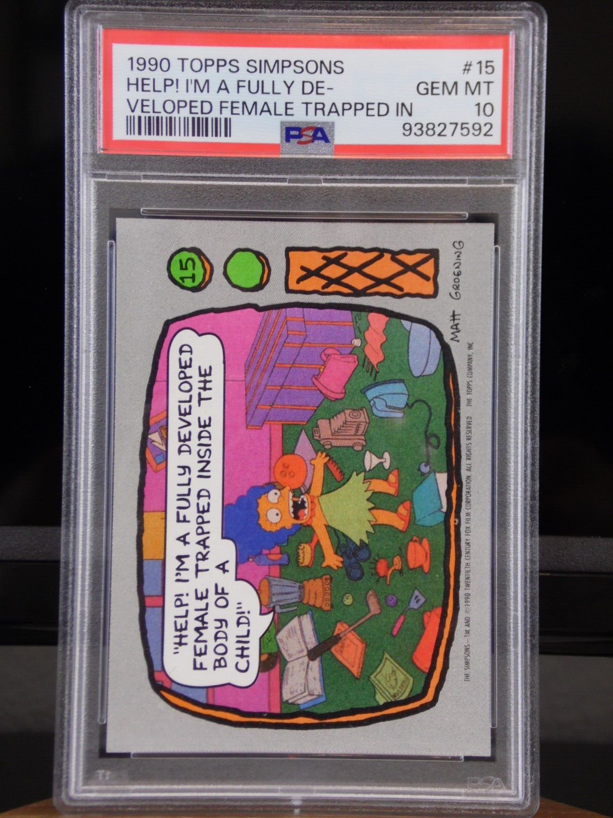 1990 TOPPS THE SIMPSONS MARGE HELP I\'M A FULLY #15 TRADING CARD PSA 10 GEM MINT