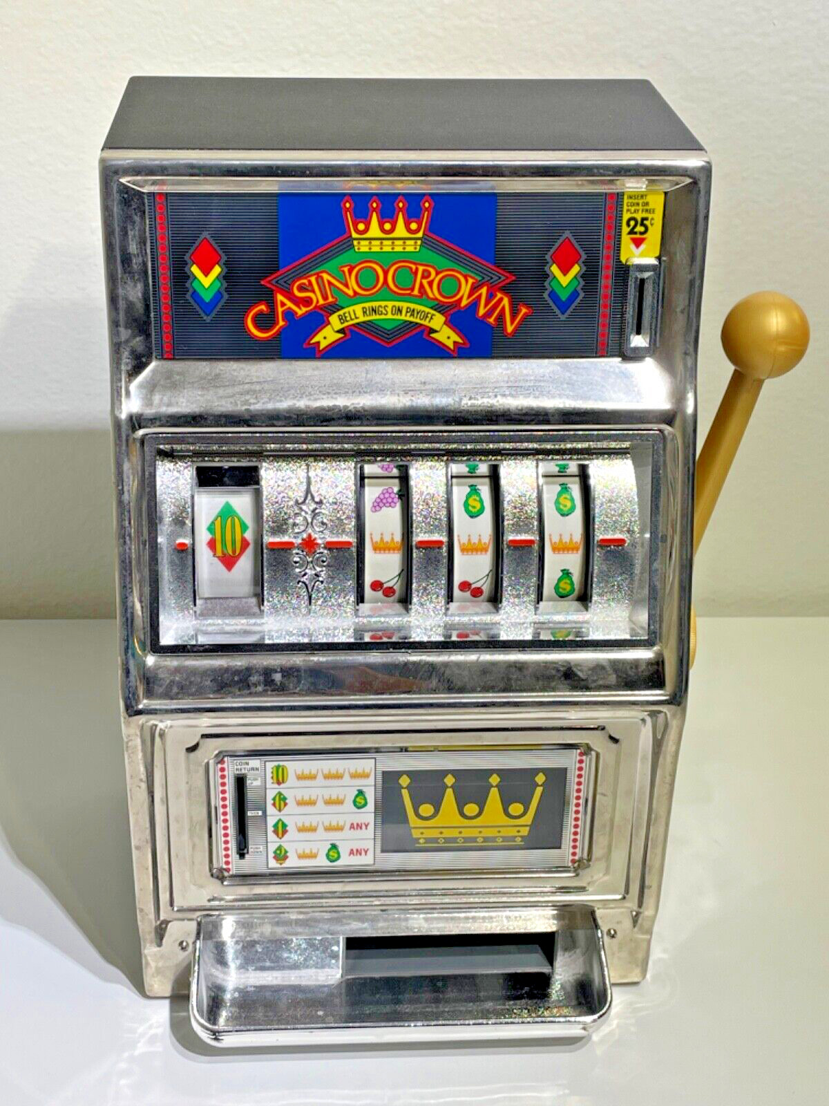 Vintage Casino Crown | WACO Desk Top Mini Slot Machine | JAPAN | Works | 25-cent