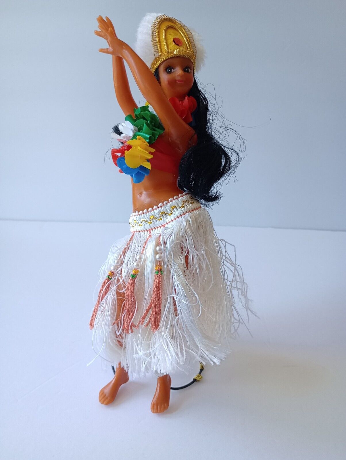 Vintage Hawaiian Hula Dancer Doll On Stand 1980s Tiki Belly Dancer 10”