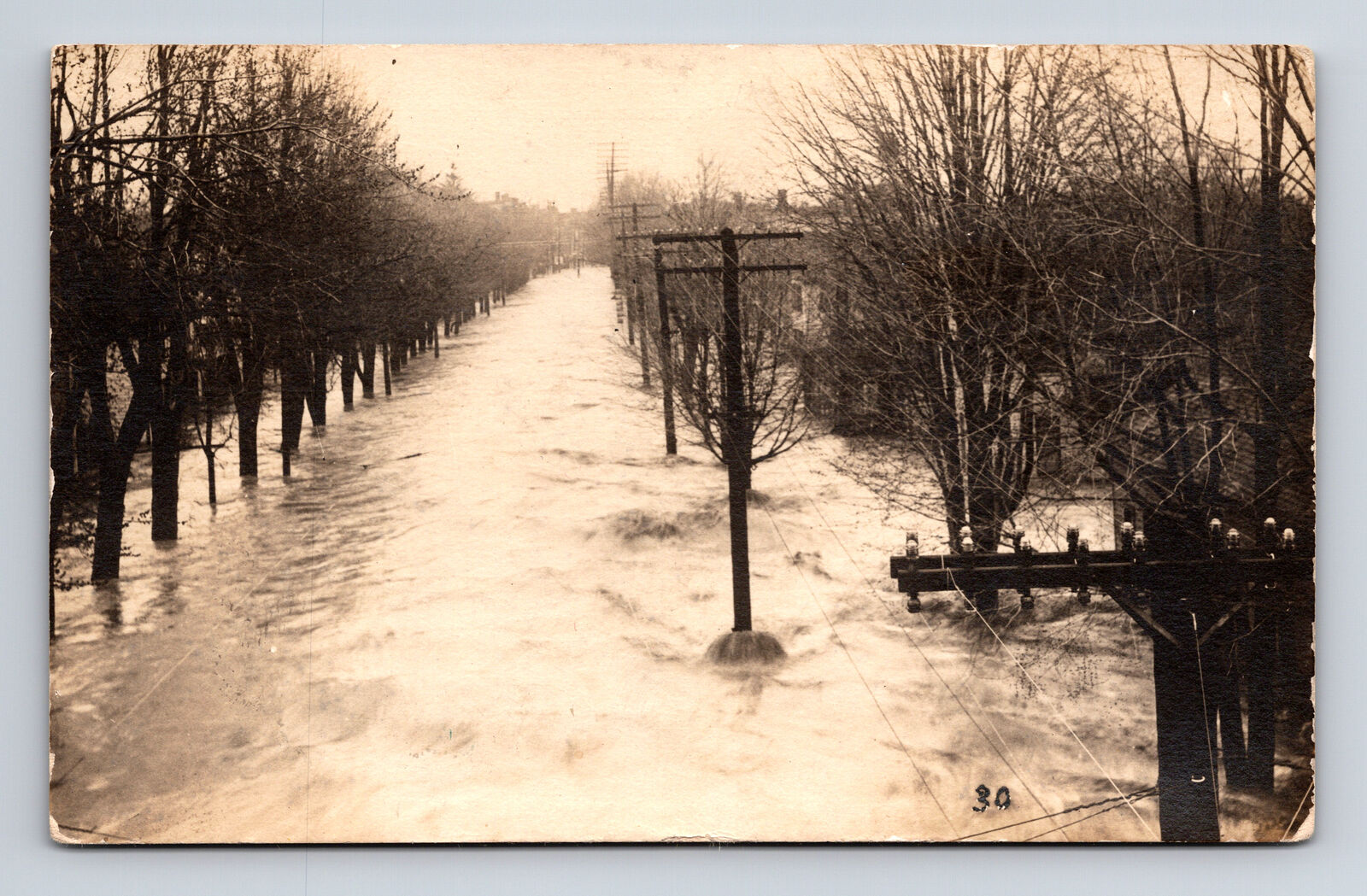 RPPC Flood In Progress Fremont OH Front Street Postcard