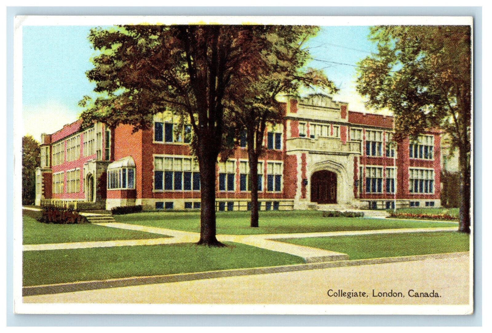 c1920s Collegiate Building, London Ontario Canada CA Unposted Postcard