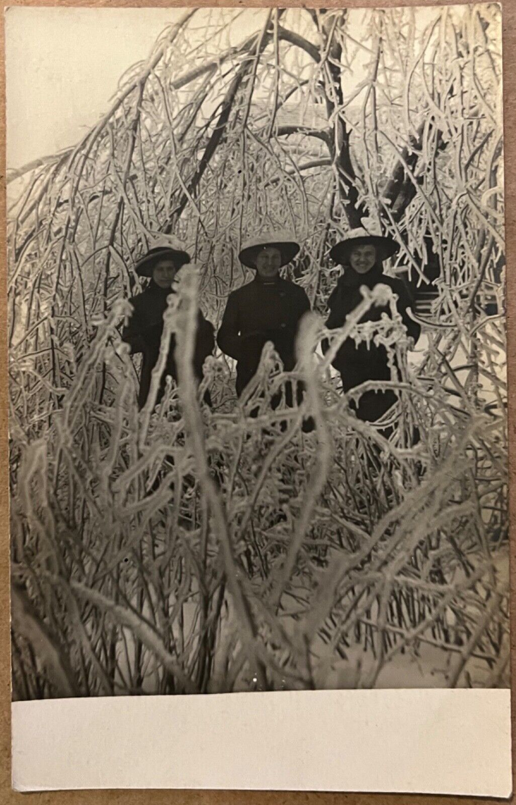 RPPC Ladies in Winter Ice Antique Real Photo Postcard c1910