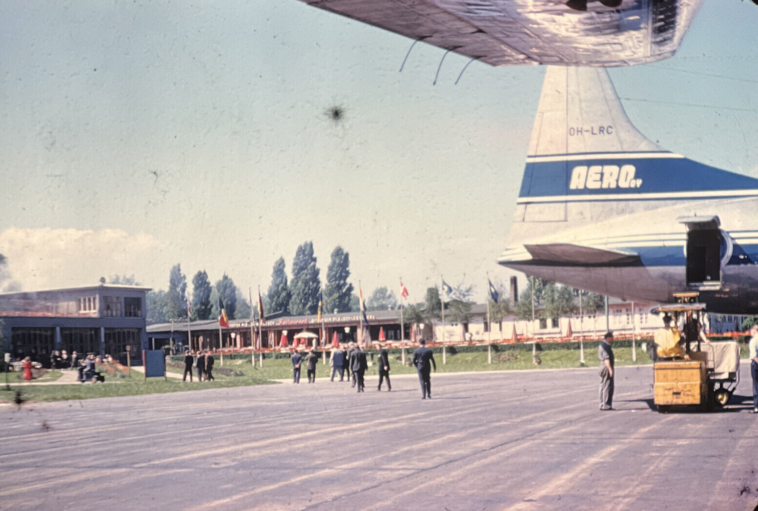 Original Finnish Airlines Aero OY Airplane Kodachrome 35mm Photo Slide 1958