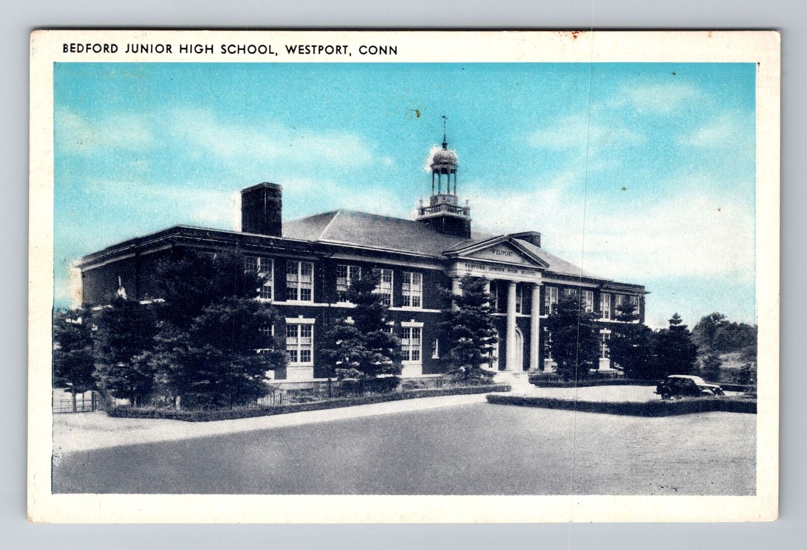 Westport CT-Connecticut, Bedford Junior High School, c1949 Vintage Postcard