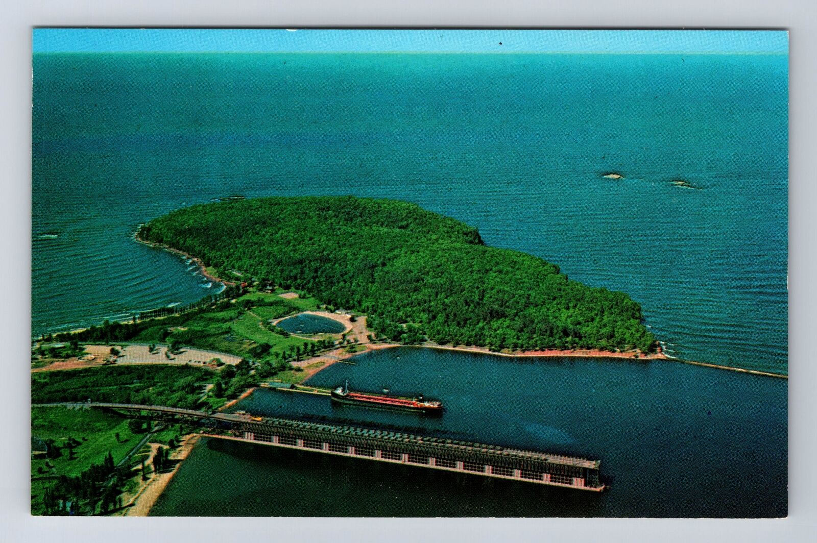 Marquette MI-Michigan, Presque Isle Harbor, Antique, Vintage Postcard