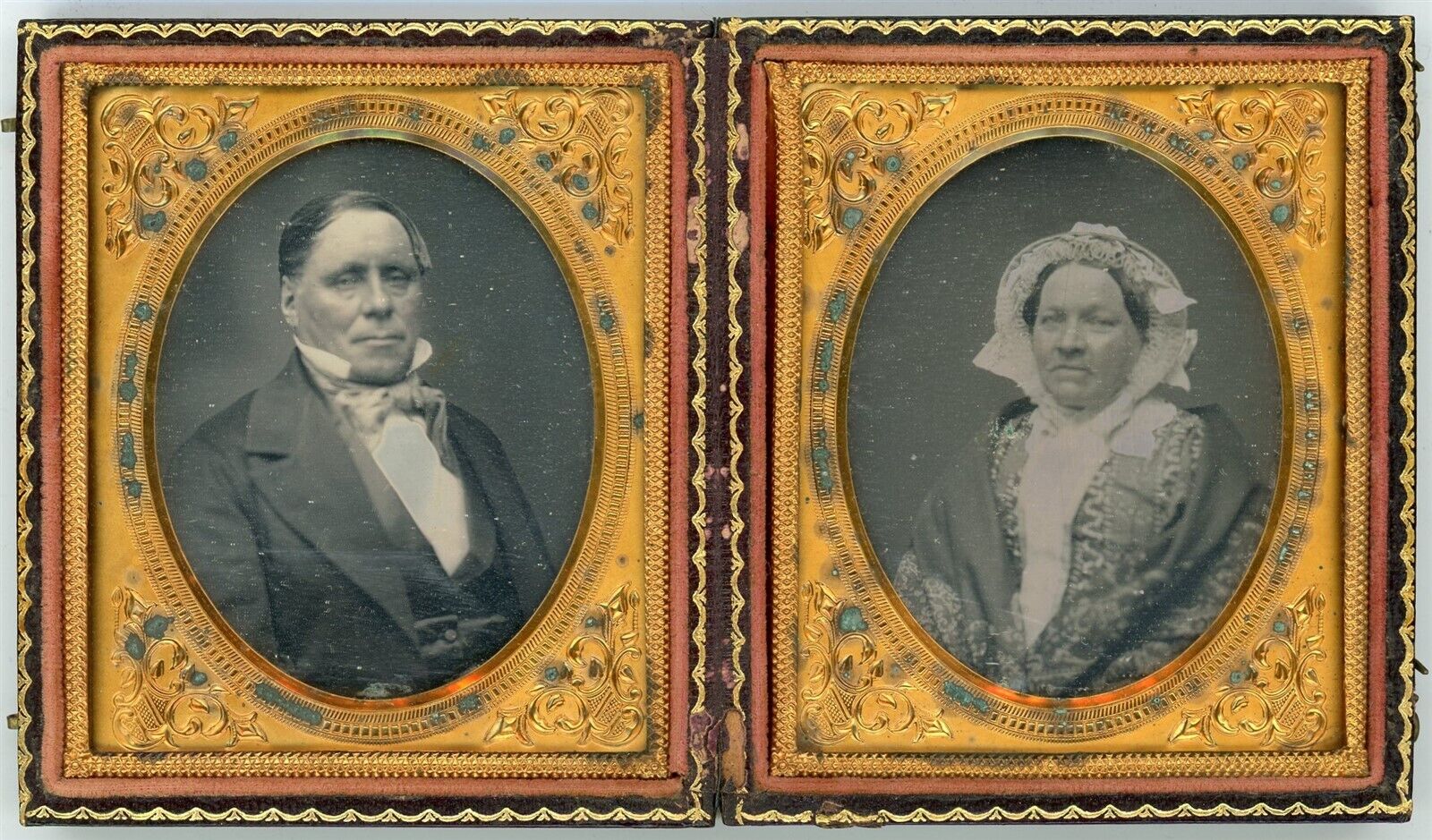 Man Woman Husband and Wife Double Dag in Full Case (1/6 Plate Daguerreotype)