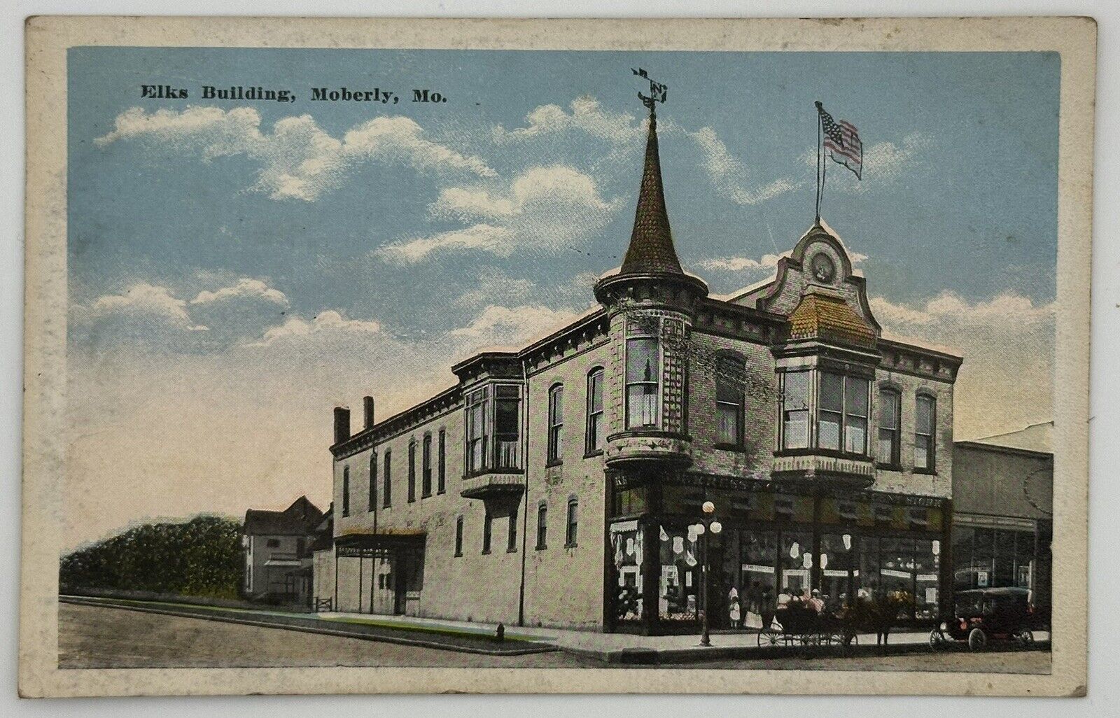 1915 Elks Building PostCard Moberly Missouri MO White Border