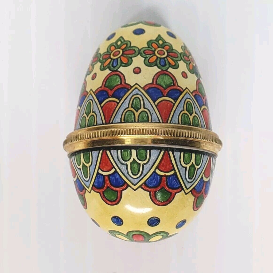 Staffordshire Enamels Hand Painted Egg Kaleidoscope Swan Grannycore Kitschy Vtg