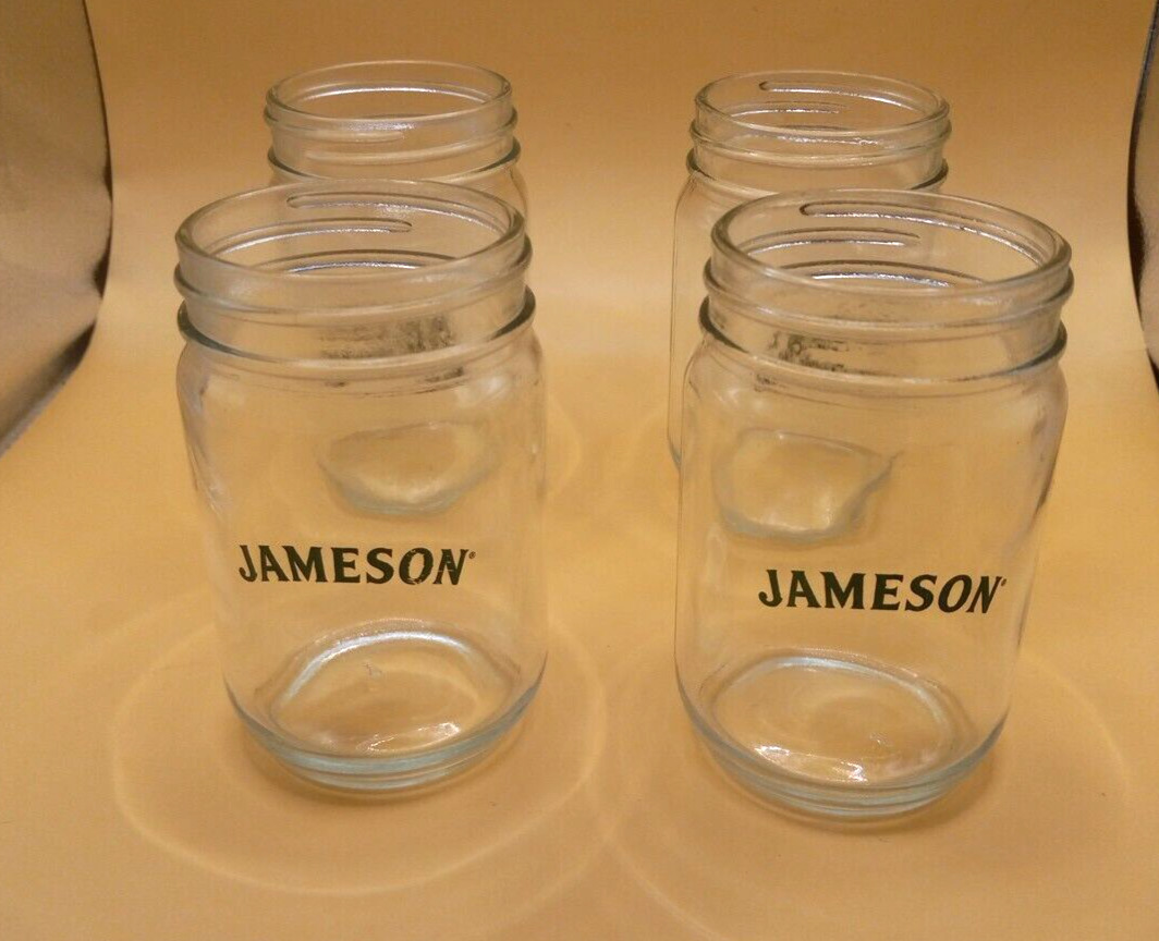 Set of 4 Jameson Irish Whiskey Mason Jars 12 Oz