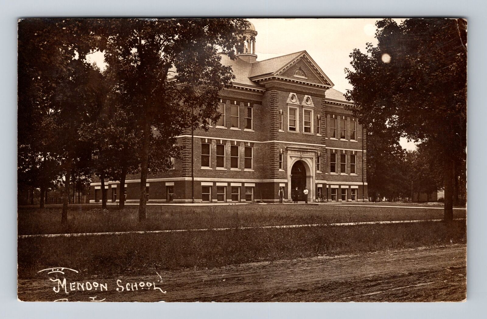 Mendon MI-Michigan, RPPC, Scenic View Of Mendon School, Vintage Postcard