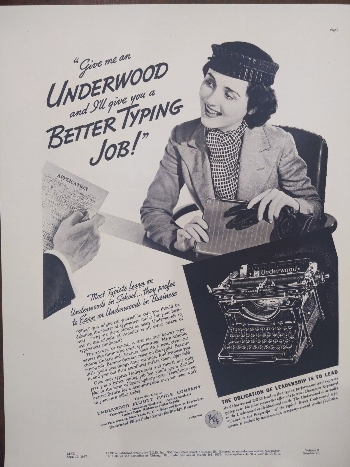1937 vintage Underwood Champion typewriter, world's largest manufacturer