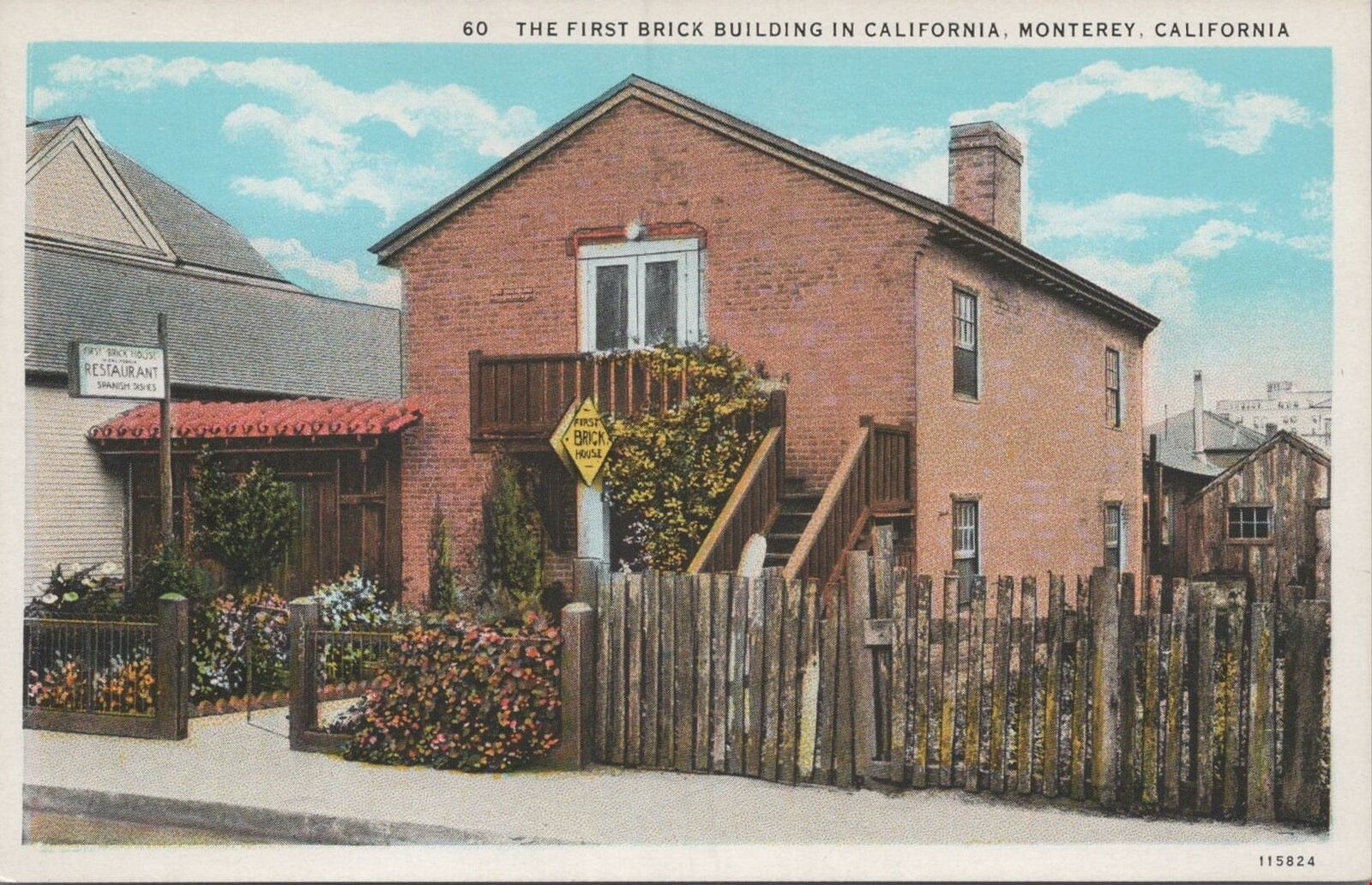 Postcard The First Brick Building in California Monterey CA 