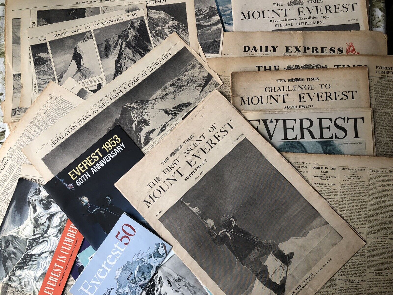 Selection Of Newspapers,Brochures, Clippings 1951-1953 Conquest Of Mount Everest
