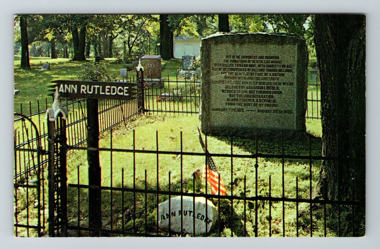 Petersburg IL-Illinois, Grave Of Ann Rutledge  Vintage Souvenir Postcard