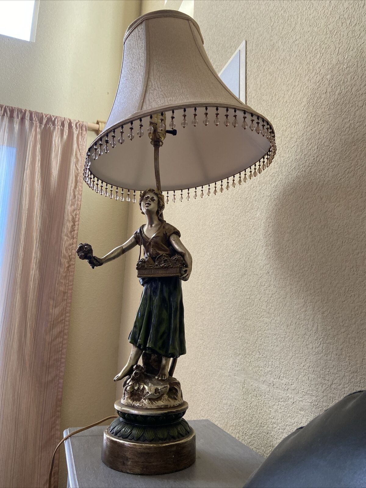 Antique L & F Moreau Flower Girl Table Lamp