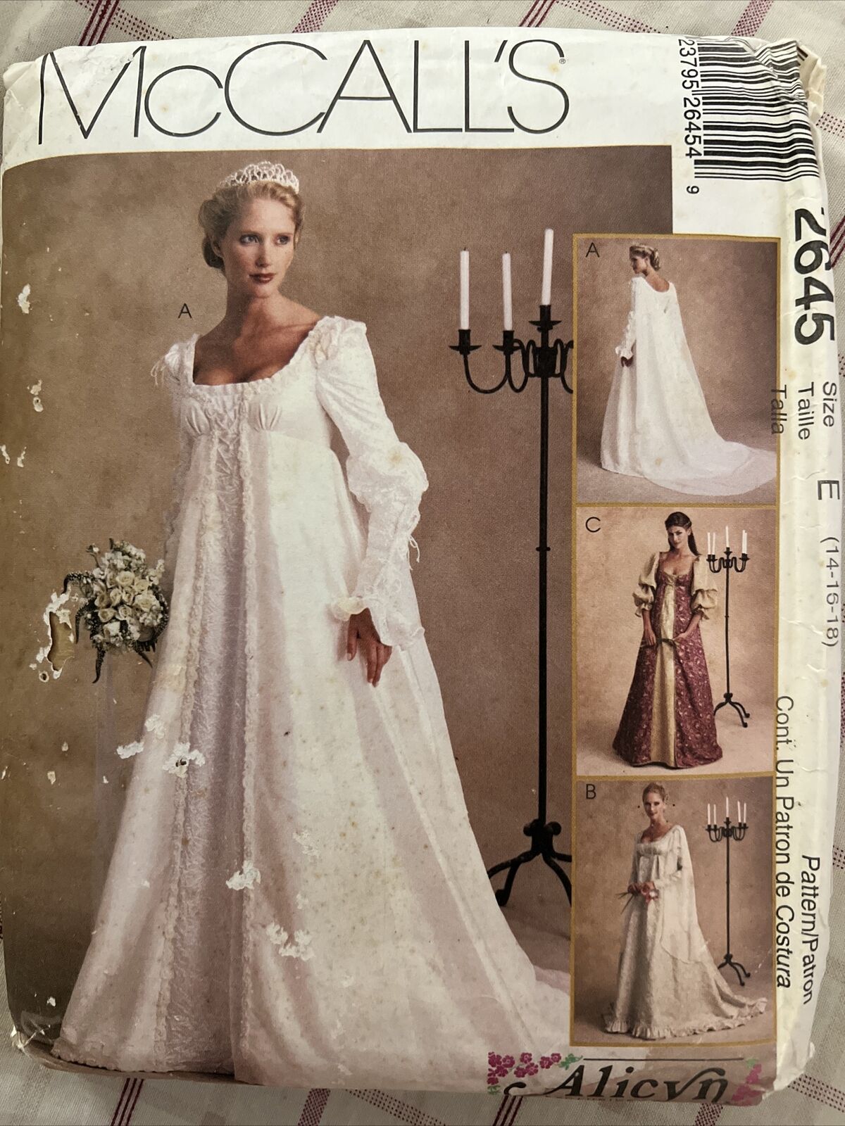 McCall\'s Misses\' Bridal Gowns Alicyn Pattern 2645 Size 14-18 SIZE E UNCUT