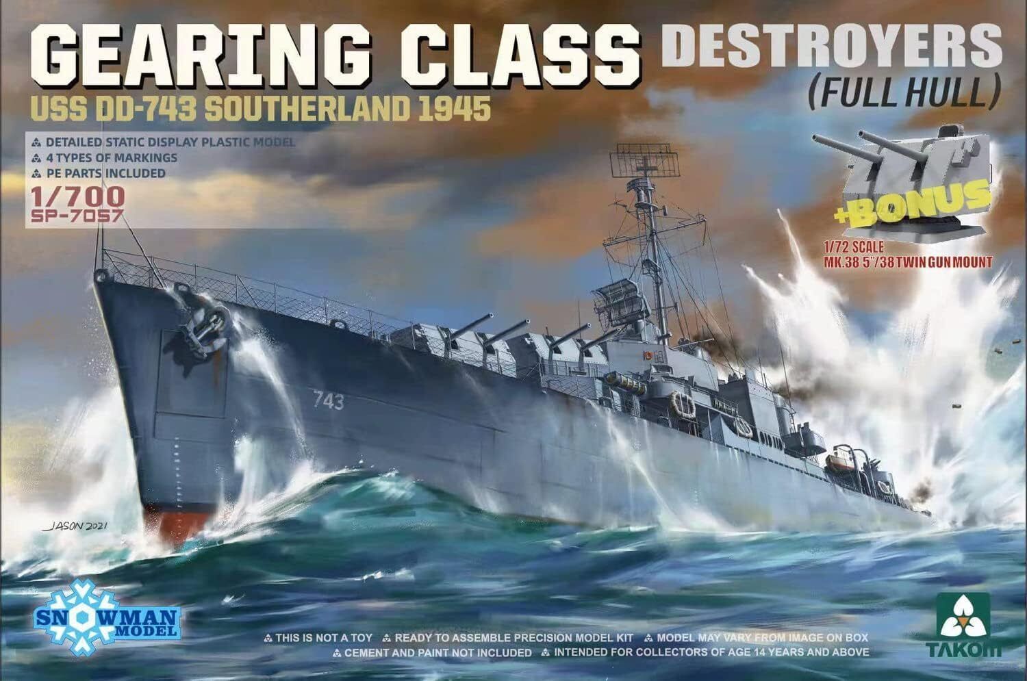 Gearing Class Destroyer USS DD-743 Southerland 1945 Ship Model kit TKOSP-7057