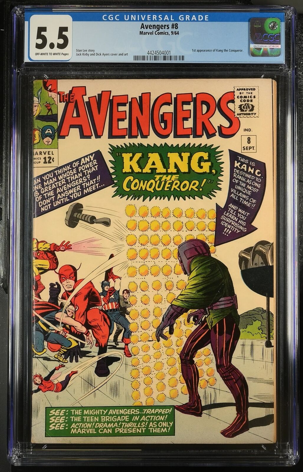 Avengers #8 CGC FN- 5.5 1st Appearance Kang The Conqueror Jack Kirby Cover