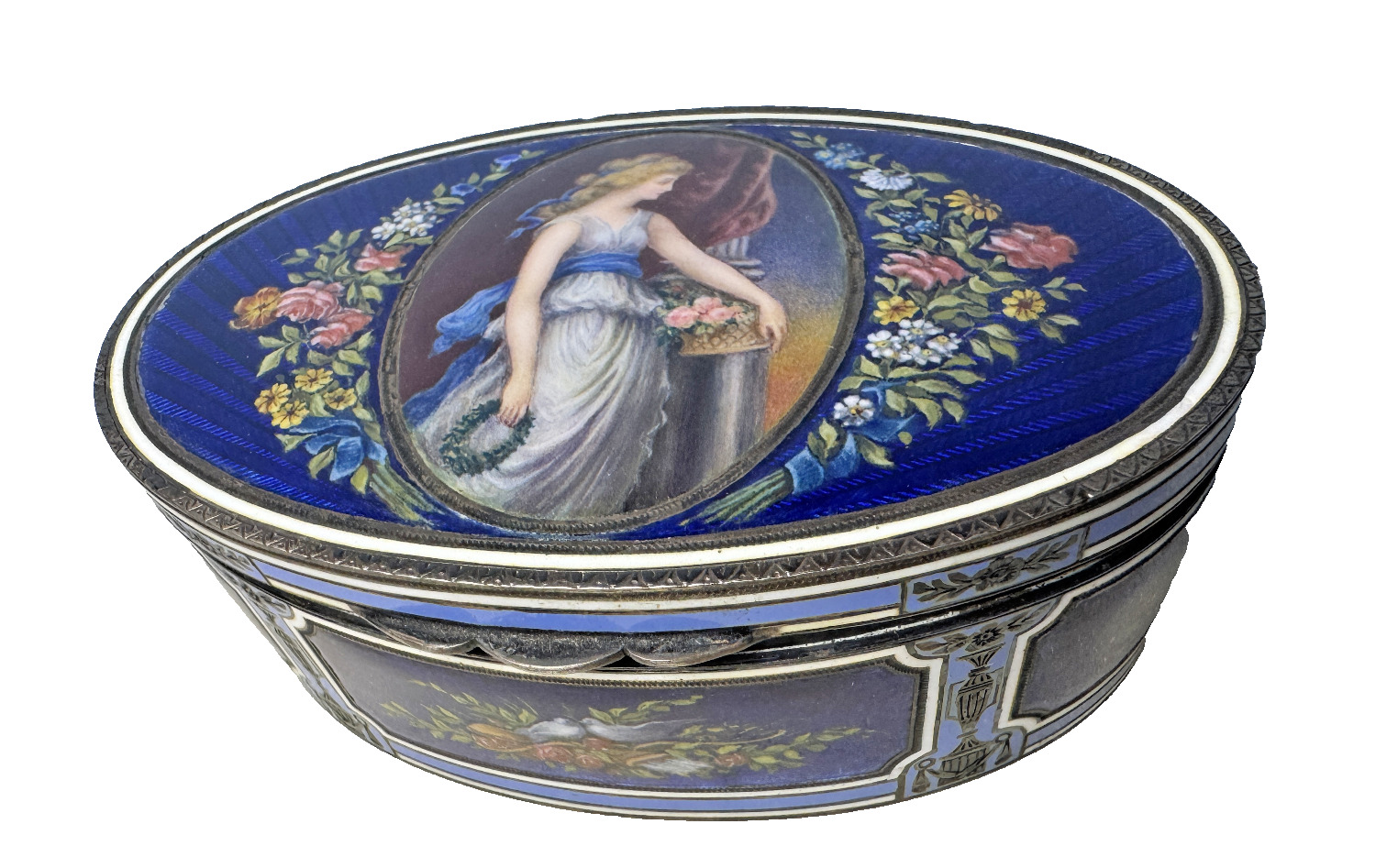 Antique Silver &Gold And Blue Enamel Snuff Box Unknown Artist circa 1802