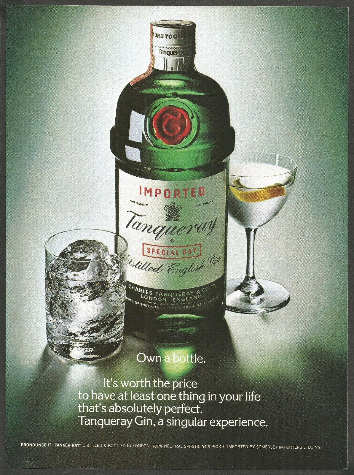 TANQUERAY Distilled English Gin - 1979 Vintage Print Ad