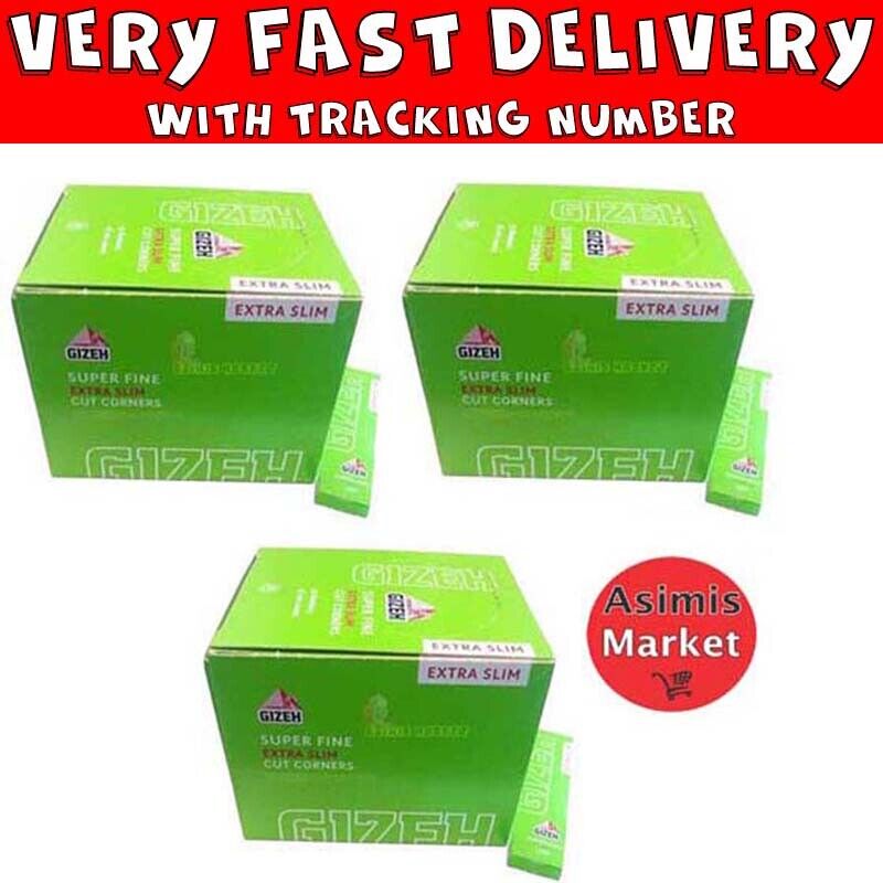 Gizeh Extra Slim Super Fine Rolling Papers 3x Full Box =150 Packs x 66 Sheets
