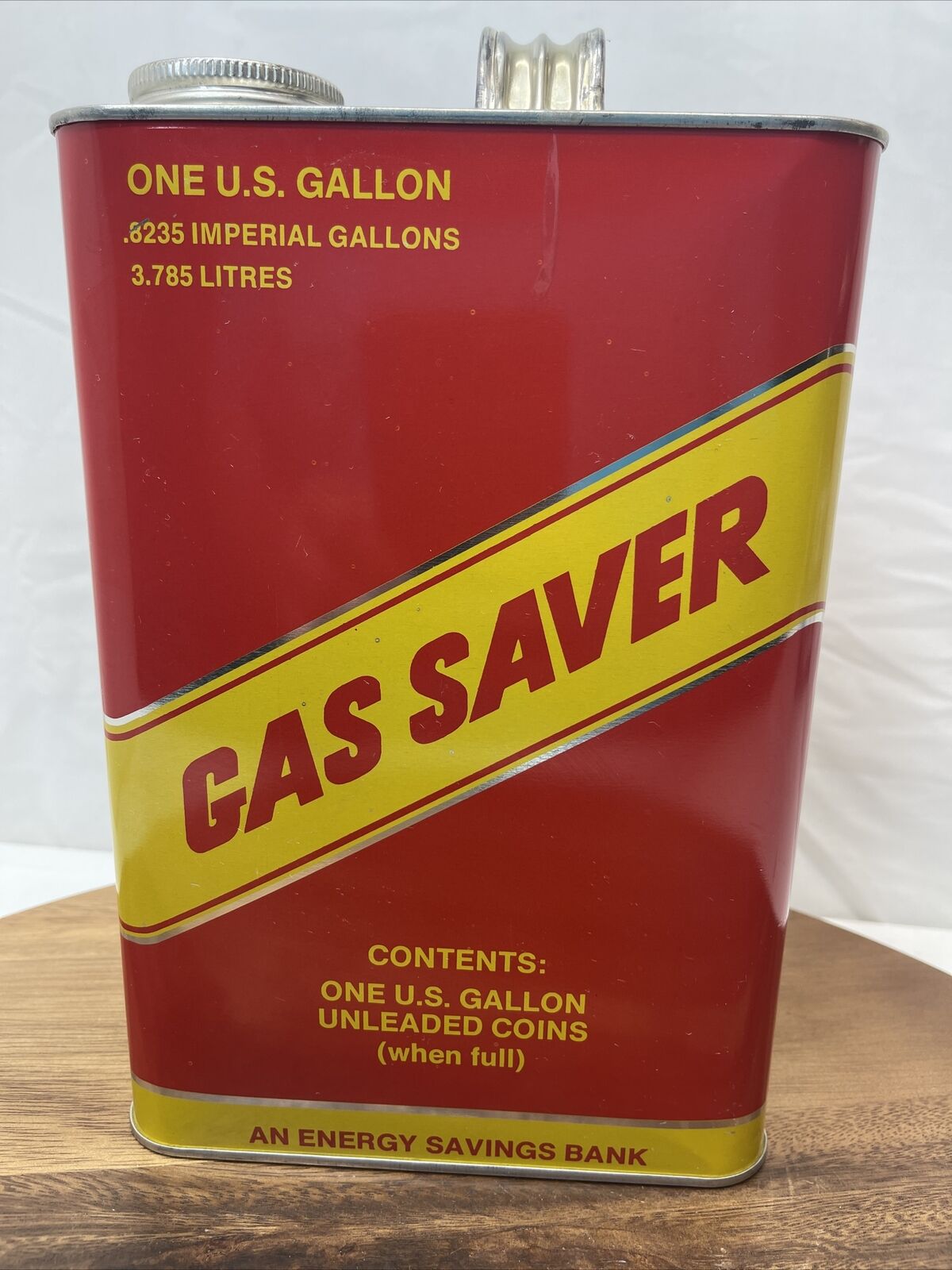 Gas Savers  80’s Tin  Gas Can Penny Bank Energy Saving Bank