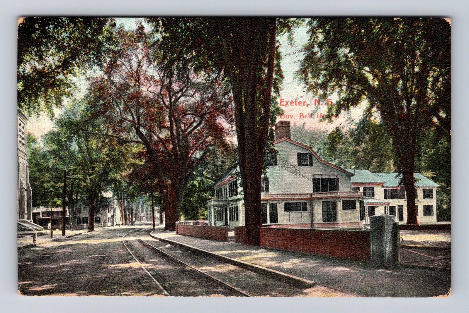 Exeter NH-New Hampshire, Gov Bell House, Antique, Vintage c1910 Postcard