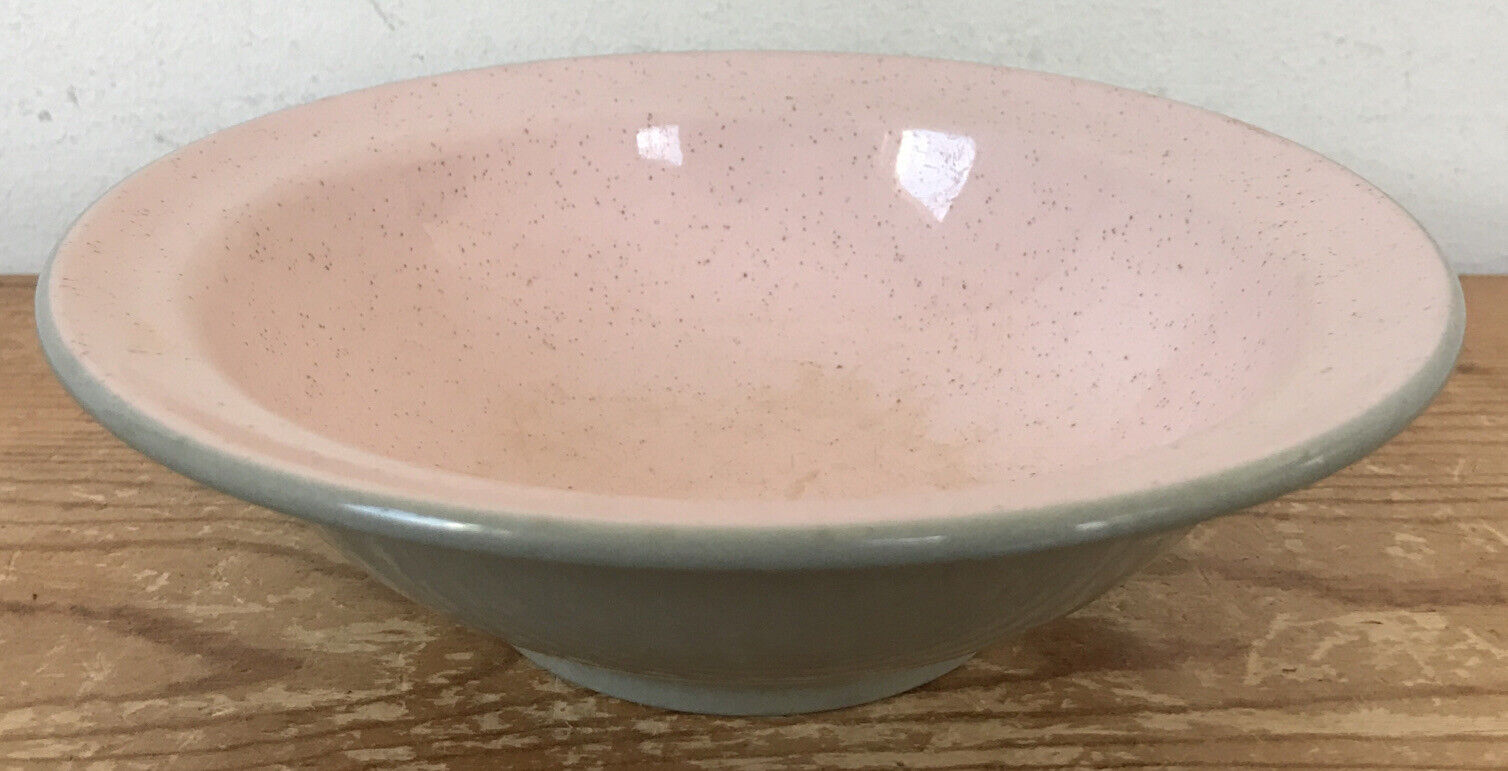 Vintage Antique Mid Century Pink Speckle Gray Ceramic Small Dessert Bowl 6.5“