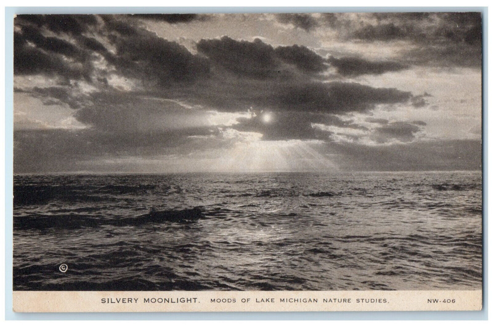 c1940's Silvery Moonlight Moods of Lake Michigan Nature Studies Postcard