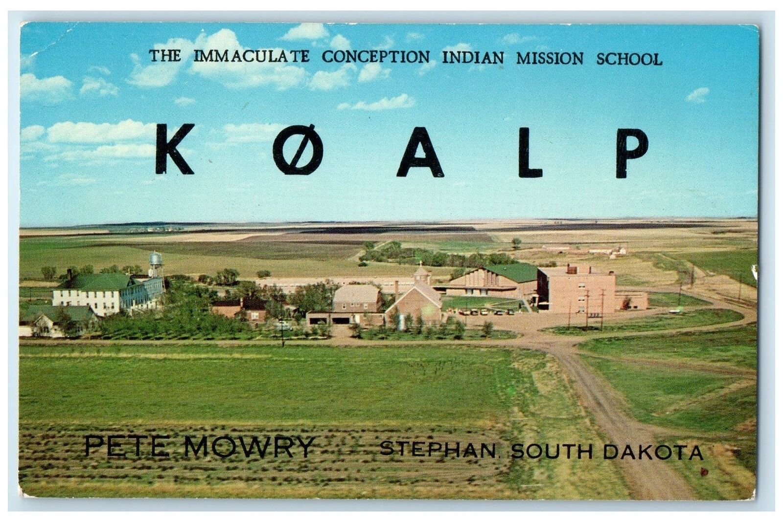 c1960\'s QSL Ham Radio Shack Indian Mission School Stephan South Dakota Postcard