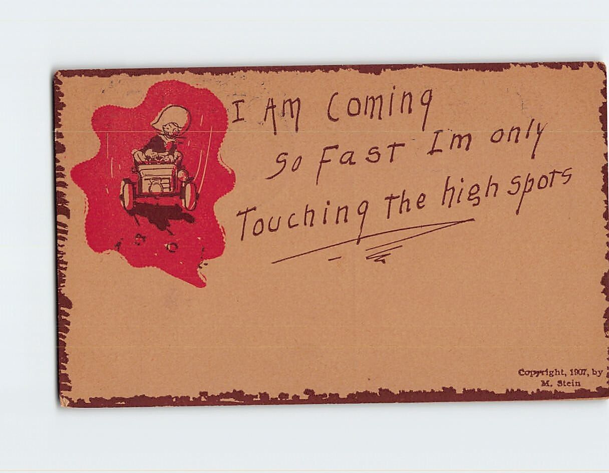 Postcard I Am Coming So Fast I'm only Touching The high spots, Comic Art Print